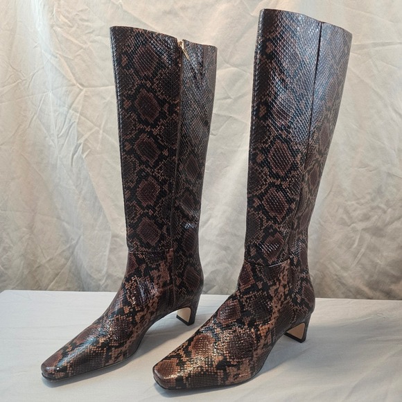 Antonio Melani 7.5 Mades Patent Leather Snake Prink Tall Heeled Boot NWOB $198 - Picture 12 of 14